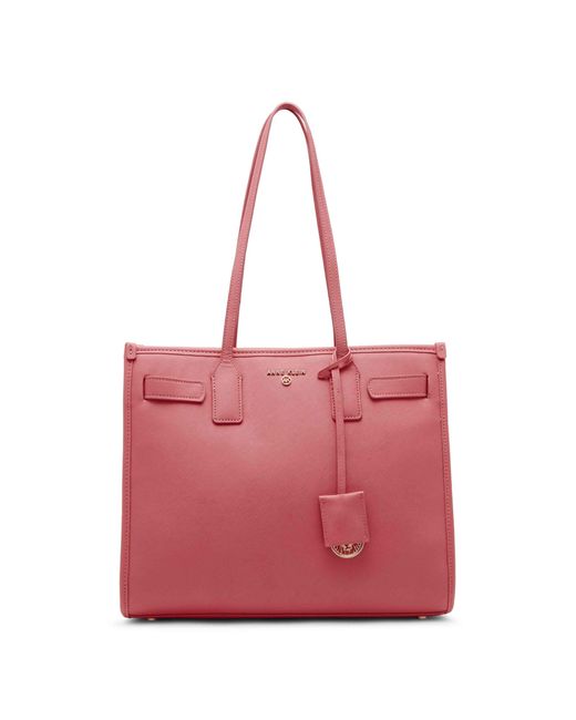 Anne Klein Pink Large Structured Tote With Luggage Tag