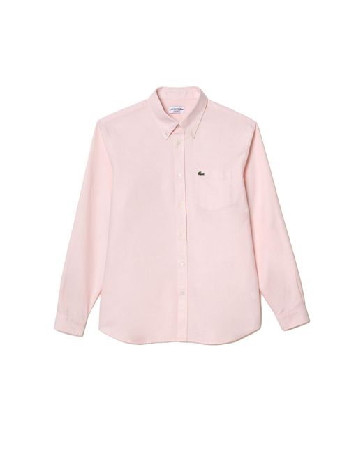 Lacoste Pink Long Sleeve Regular Fit Oxford Button Down Shirt for men
