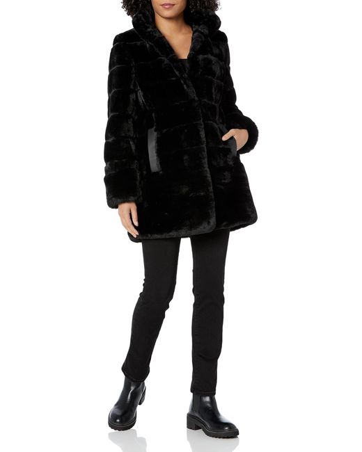 Jones New York Luxurious Faux Fur Coat in Black | Lyst