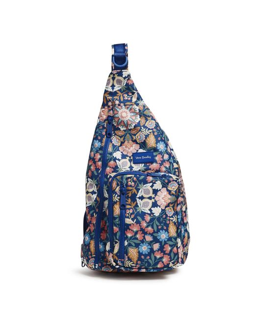 Vera Bradley Blue Recycled Lighten Up Reactive Sling Backpack