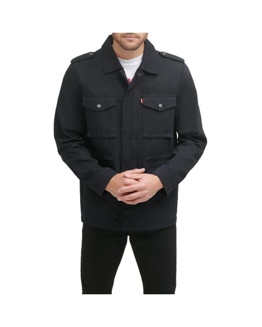 Black cotton military jacket hotsell