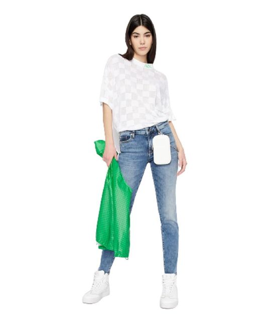 Emporio Armani White A | X Armani Exchange Recycled Cotton Stretch Super Skinny Jeans