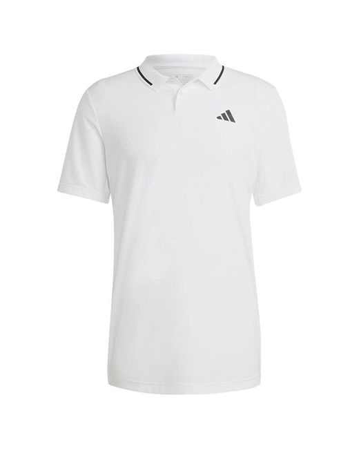 Adidas White Club Tennis Piqué Polo Shirt for men