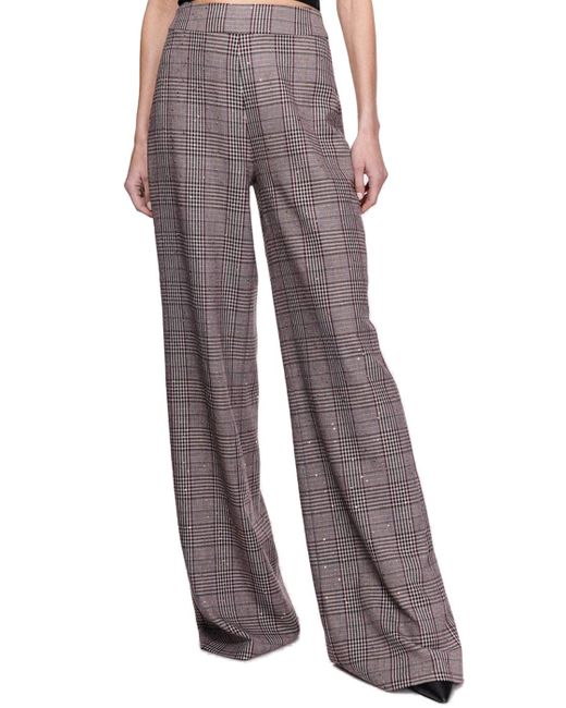 Ramy Brook Flynn Sequin Plaid Wide Leg Pant in Brown | Lyst