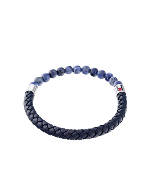 Tommy Hilfiger Jewelry Stainless Steel & Navy Leather & Blue Dark Sodalite  Beads Leather Bracelet,color: Navy for Men | Lyst