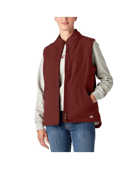 Dickies Red Plus Size Fleece Lined Duck Canvas Vest