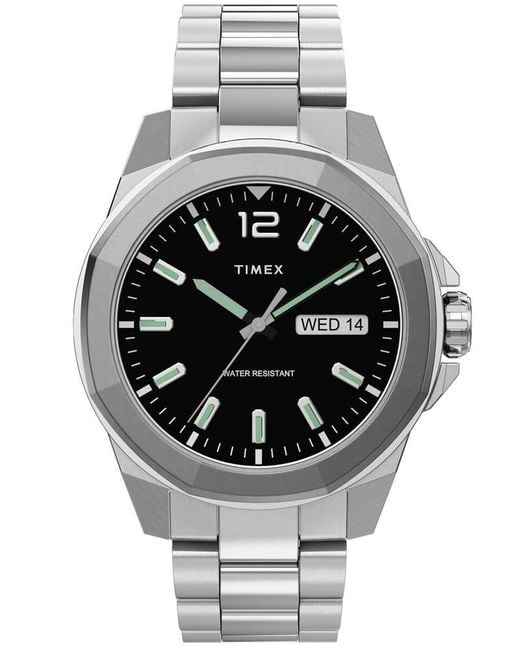 Timex Essex Avenue Daydate 44mm Tw2u14700vq Quartz Watch in Silver