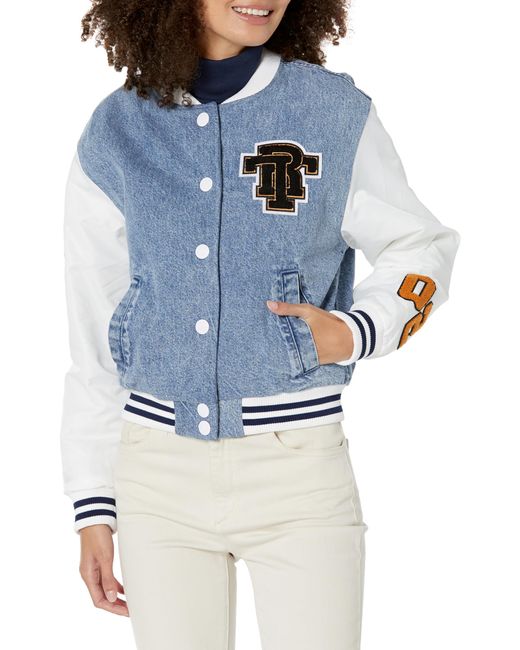 True Religion Blue Denim Varsity Jacket