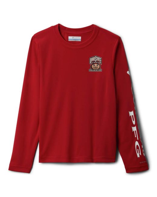 Columbia Red Youth Collegiate Terminal Tackle Long Sleeve Shirt