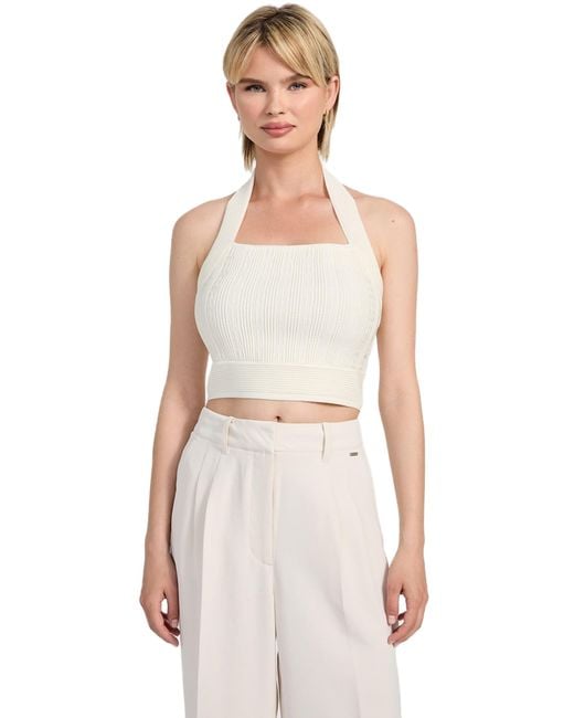 Guess White Sleeveless Halter Strap Sofie Top