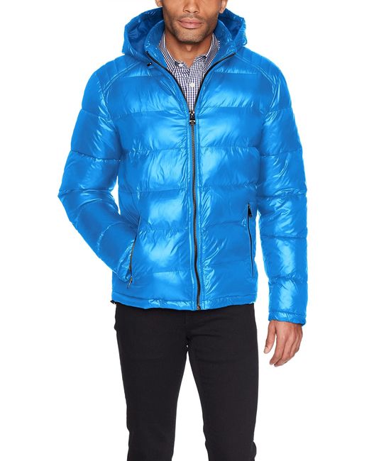 Guess Blue Hooded Puffer Jacket for men