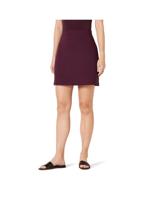 Amazon Essentials Ponte Pull-on Mini-lengte A-lijn Rok Voor in het Purple