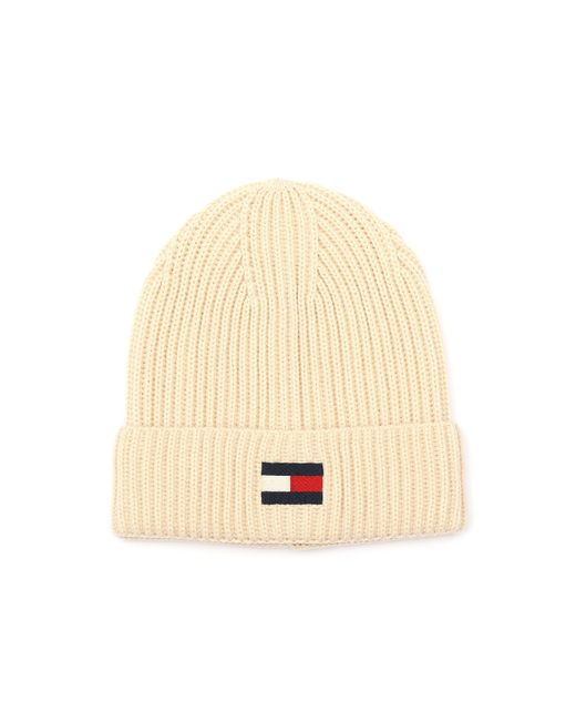 Tommy Hilfiger Natural Fisherman Rib Flag Embroidery Cuff Hat for men