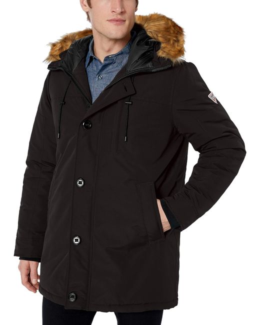 Guess Heavy Weight Parka Jacket in Black for Men - Save 13% - Lyst