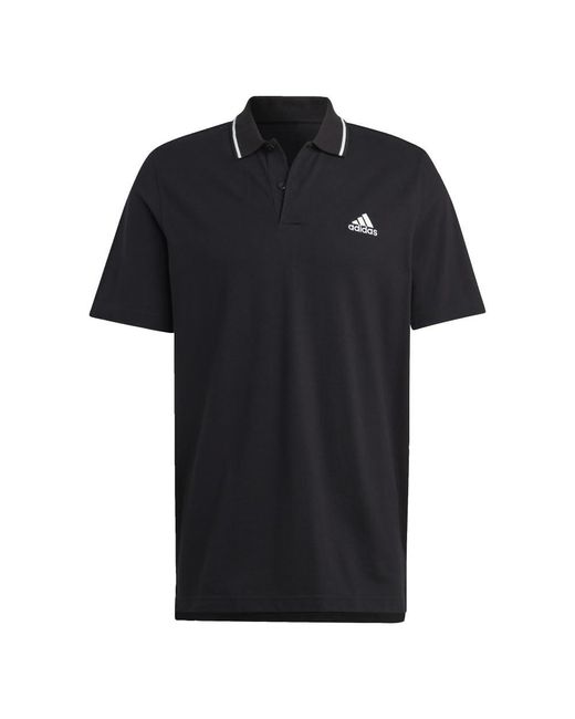 Adidas Black Aeroready Essentials Pique Small Logo Polo Shirt for men
