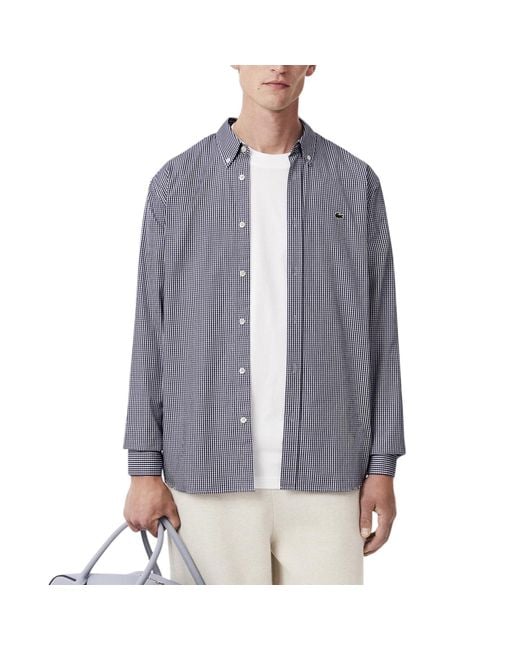 Lacoste Blue Regular Fit Checked Shirt for men