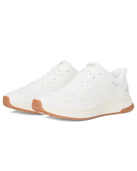Skechers White Hands Free Slip-ins: Bobs Squad 4-Staple Look Sneaker
