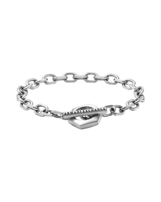 Emporio Armani Metallic A|x Armani Exchange Stainless Steel Chain Bracelet for men