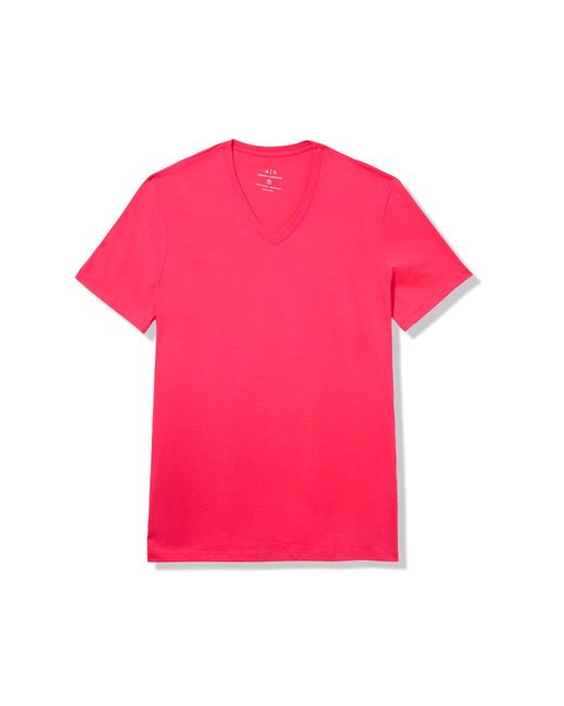 Emporio Armani A | X ARMANI EXCHANGE Basic Pima V-Ausschnitt T-Shirt in Pink für Herren