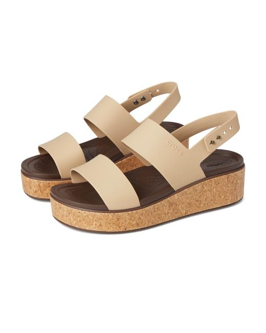 CROCSTM Metallic Brooklyn Cork Low Wedge Sandals, Synthetic