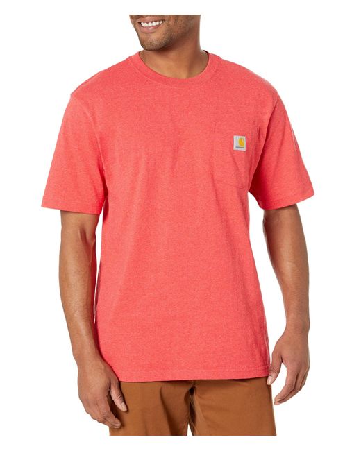 Carhartt Red Loose Fit Heavyweight Short Sleeve Pocket T-shirt for men