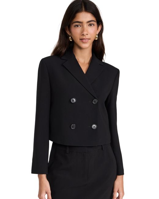 Theory Black Crop Double Breasted Jacket