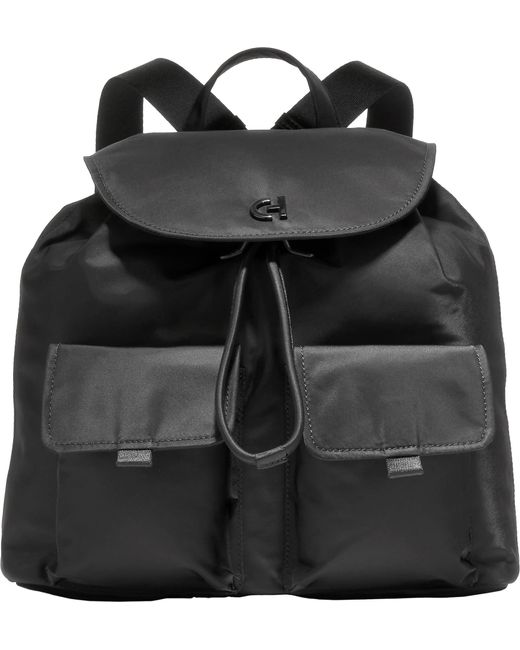 Cole Haan Black Nylon Flap Backpack