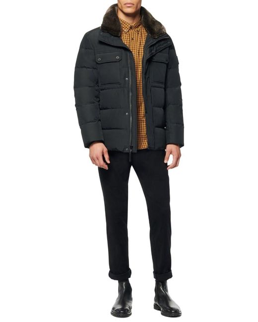 Andrew Marc Black Short Water Resistant Godwin Down Jacket Rib Knit At Storm Cuffs for men