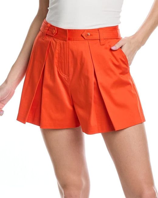 Trina Turk Red Shorts With Inverted Front Pleat