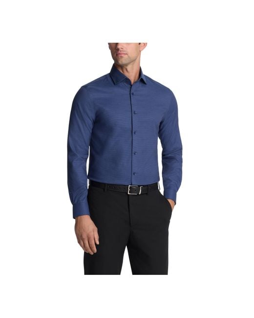 Michael Kors Men's Blue Dress Shirt Comfort Stretch Slim Fit Navy