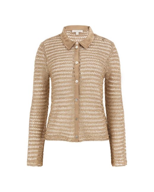 Guess Natural Long Sleeve Button Front Bella Top
