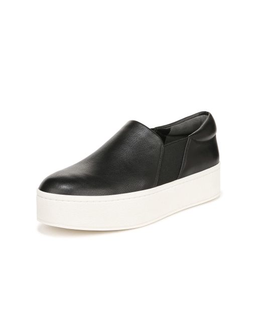Vince S Warren Platform Slip On Fashion Sneakers Black Leather 7.5 M