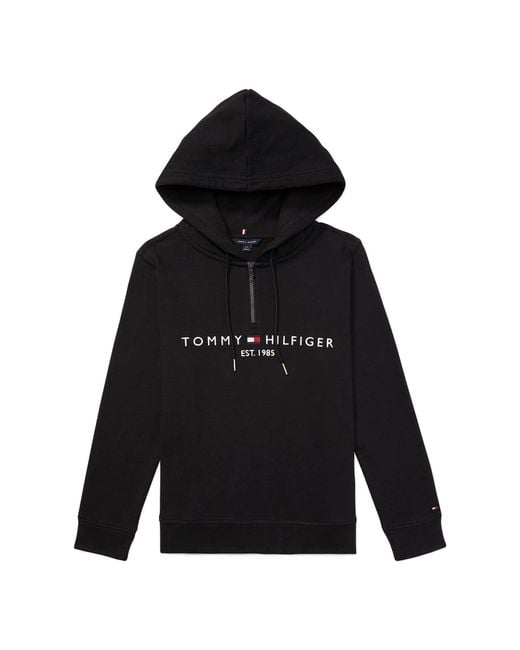 Tommy Hilfiger Adaptive Logo Hoodie With Zipper Closure in Black | Lyst