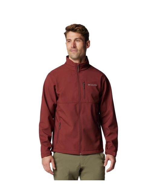 Columbia Red S Ascender Softshell Full Zip Rain Jacket for men