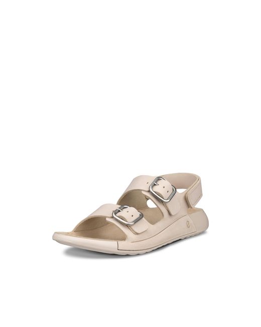 Ecco White Cozmo Three Band Buckle Sandal