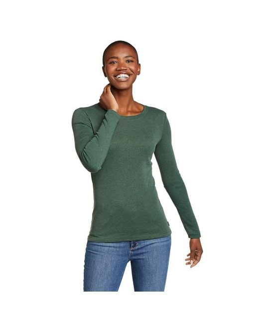 Eddie Bauer Green Favorite Long-sleeve Crewneck T-shirt