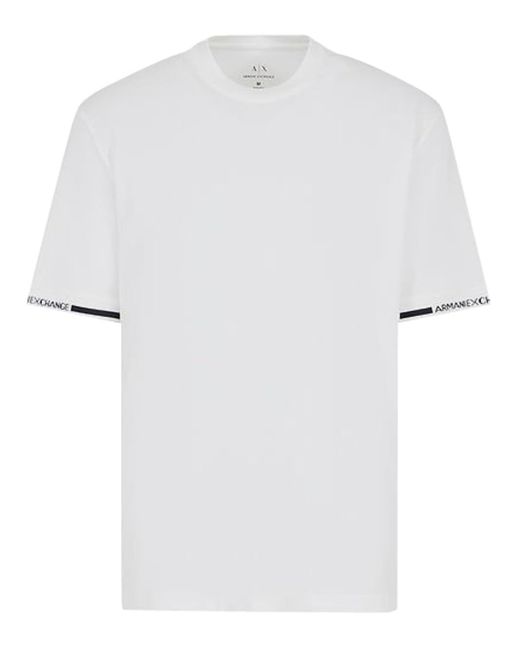 Emporio Armani White A | X Armani Exchange Logo Brand Short Sleeve T-shirt for men