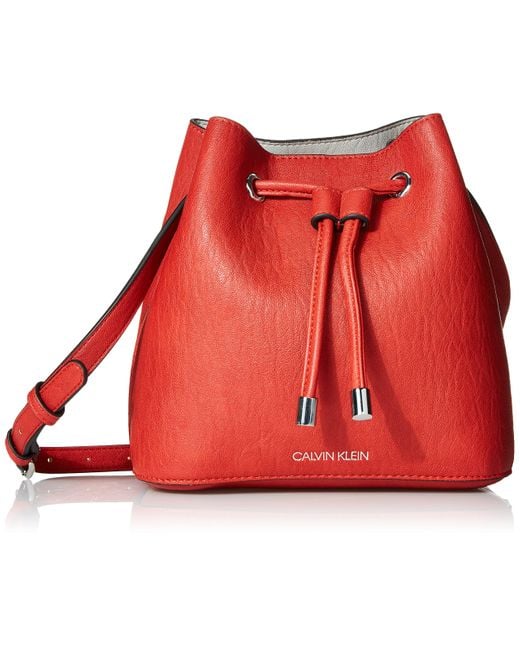 Calvin Klein Red Gabrianna Novelty Mini Bucket Crossbody