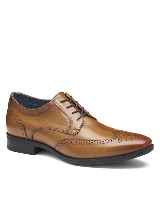 Johnston & Murphy Brown Gibbons Wingtip Tan Hand-stained Full Grain -size 10m for men