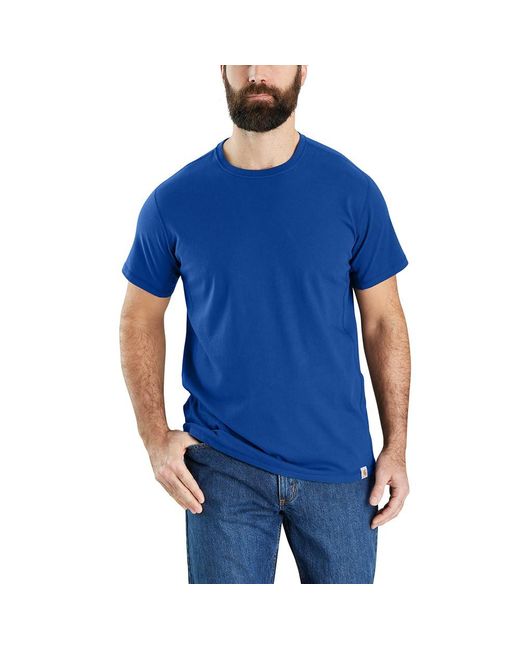 Carhartt Blue Big & Tall Force Relaxed Fit Midweight Short-sleeve T-shirt for men