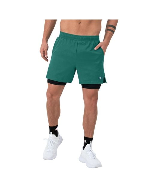 Champion , Mvp With Total Support Pouch, Moisture Wicking, Lined Shorts, 5" & 7", Mountain Lake Green Hd C Logo, X-large for men