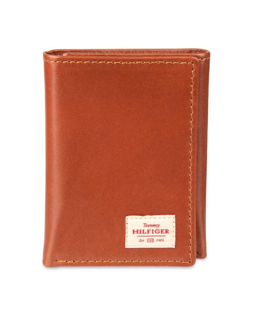 Tommy Hilfiger Orange Patch Logo Trifold Wallet for men