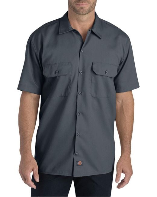 Dickies Gray Big And Tall Short-sleeve Work Shirt for men