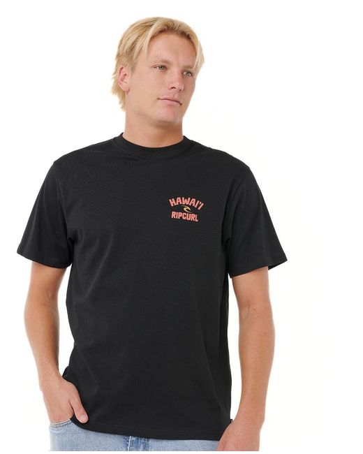 Rip Curl Black Destinations Short Sleeve Crew Neck T-shirt for men
