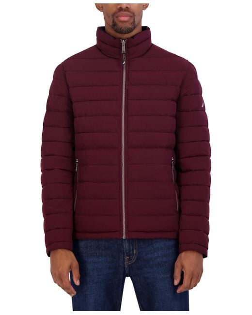 Nautica Red Stretch Reversible Midweight Puffer Jacket for men