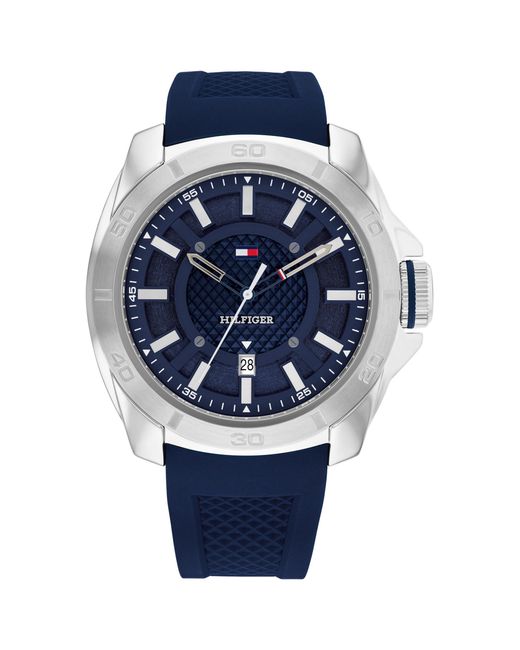 Tommy Hilfiger Blue 3h Quartz Watch - Durable Silicone Wristwatch For - Water Resistant Up To 5 Atm/50 Meters - Premium Fashion Timepiece - Bold for men
