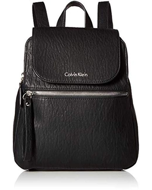 Calvin Klein Black Elaine Bubble Lamb Novelty Key Item Flap Backpack