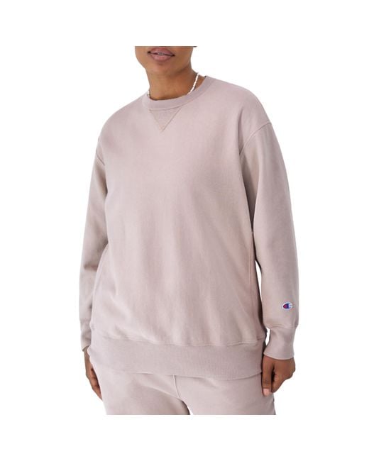 Champion Multicolor , Reverse Weave, Oversized Fleece Crewneck Sweatshirt For , Washed Evening Blush