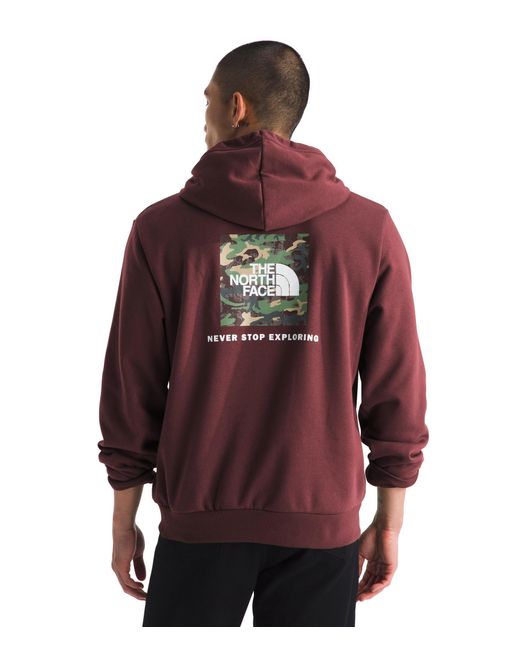 The North Face Red Evolution Box Camo Fill Hoodie | Sweatshirt With 2 Piece Hood for men