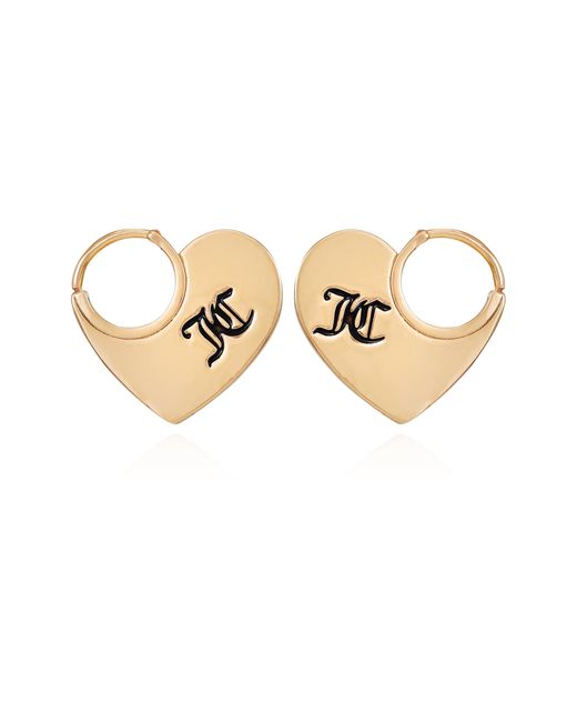 Juicy Couture Metallic Goldtone Heart Huggie Earrings
